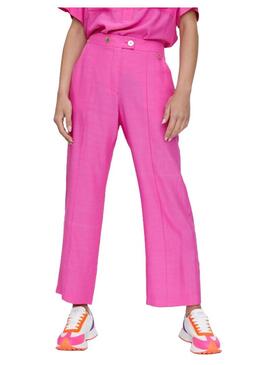 Pantalón fluído cropped Fucsia